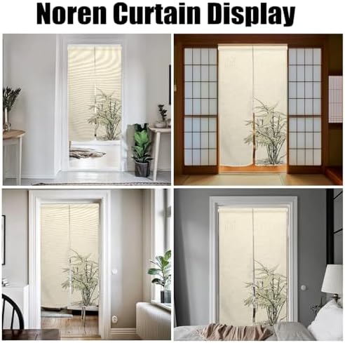 Japanese Doorway Curtain with Green Plants Print