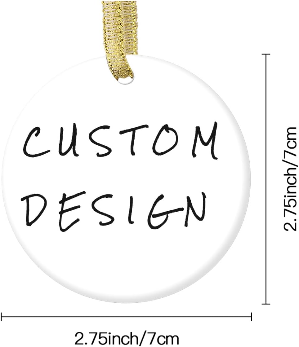 Custom Design Personalized Christmas Ornament Ceramic Photo Ornament with Text and Image