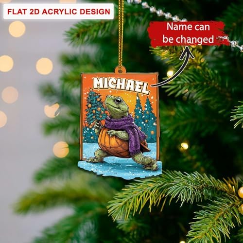 Custom Name Turtle Christmas Hanging Ornament Personalized Acrylic Animal Decoration