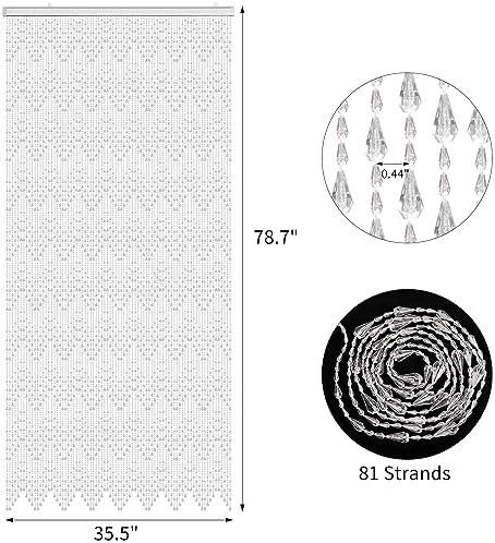 Crystal Beaded Curtain 355 x 79 Inches White Wave Pattern