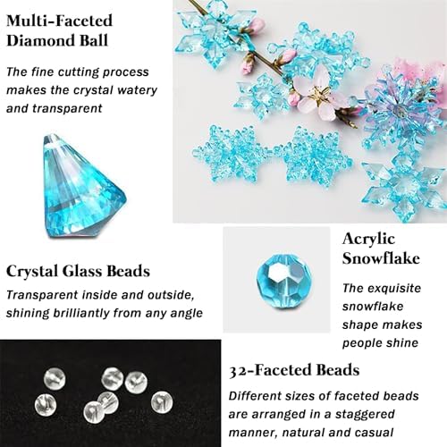 XOOFMASS Crystal Beaded Curtain Door Screen 30 String 47 Blue