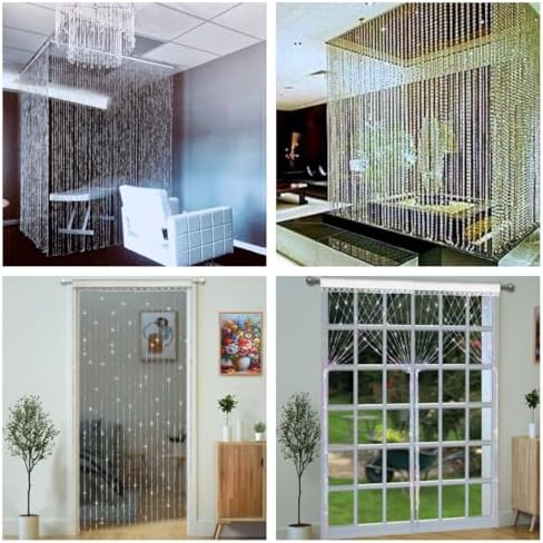 YaoYue Crystal Beaded Curtain Door Divider Decor Blue