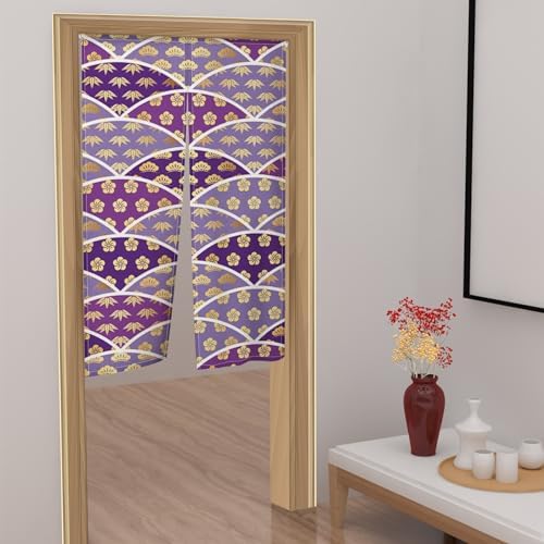 Japanese Noren Door Curtain 335 x 709 with Flower Pattern
