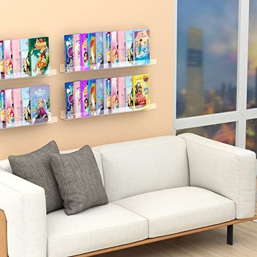 NIUBEE 36 Inch Premium Acrylic Floating Bookshelf Wall Ledge Shelf Set of 4