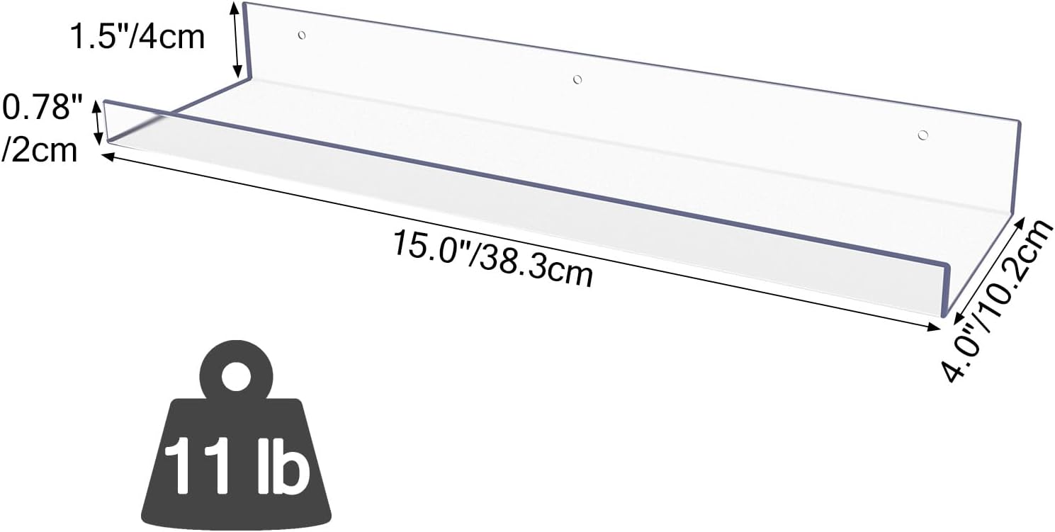 MEBRUDY 5 Pack Clear Floating Shelves for Home Storage