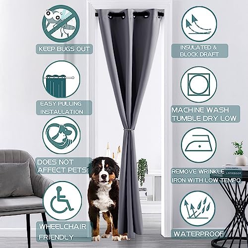 XTMYI Thermal Insulated Curtains Dark Grey 34x80 Inches