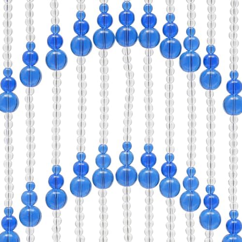 Blue Crystal Beaded Curtain with Adjustable Width
