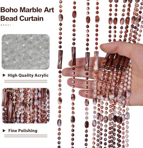 Beaded Curtain for Doorway Acrylic Marble Caramel 355 x 78