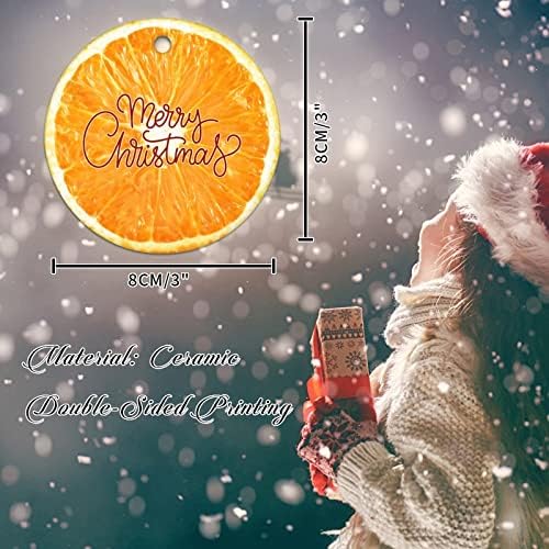 Orange Fruit Christmas Ornament Ceramic Decor 3 Inch