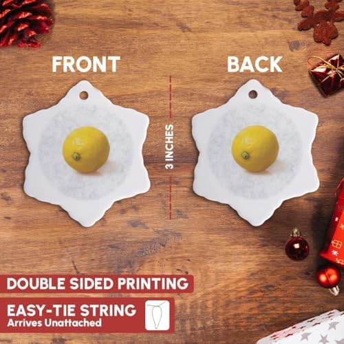 3 Inch Snowflake Porcelain Ornament - Lemon Citrus Decor