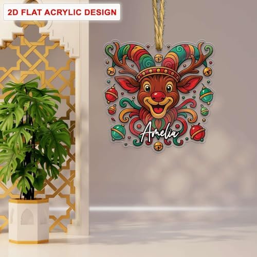 Custom Name Reindeer Hanging Ornament Personalized Christmas Decor