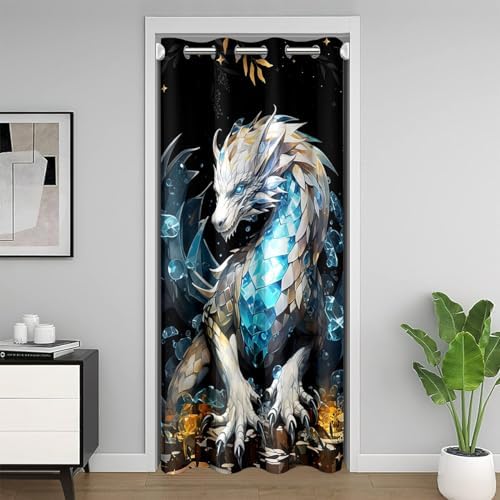 Castle Fairy 3D Western Dragon Door Curtain with Grommets