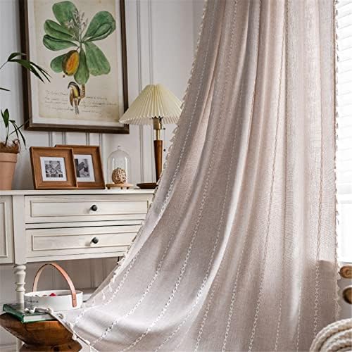 Light Brown Boho Curtain Panel 52x78 Inches