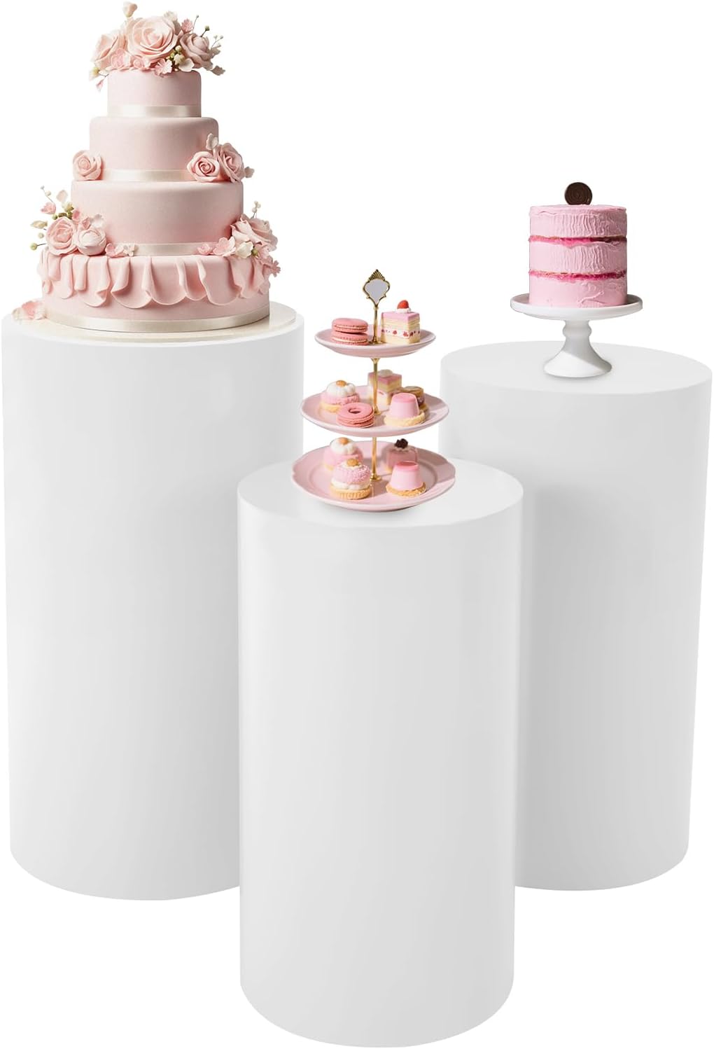 TENNIEX Round Cylinder Pedestal Stand Set of 3