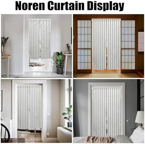 Japanese Style Noren Door Curtain with White Black Stripe