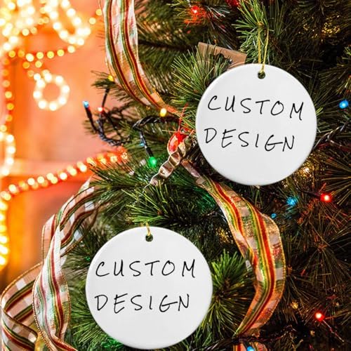 Custom Design Personalized Christmas Ornament Ceramic Photo Ornament with Text and Image