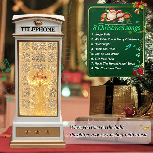 EIGHTOWN Christmas Snow Globe Angel Scene Lantern