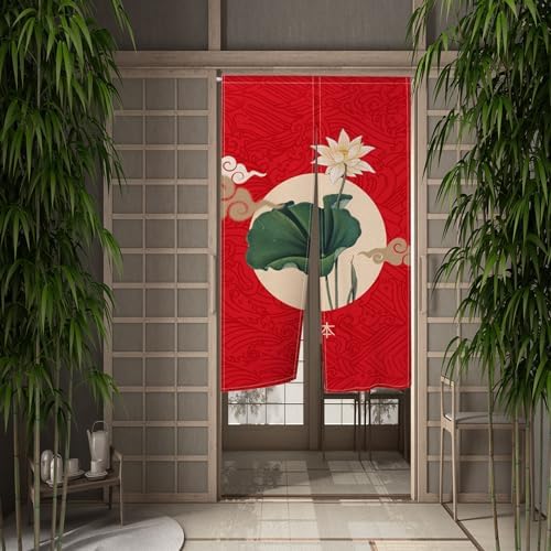 Lotus Flower Japanese Noren Door Curtain 335x709
