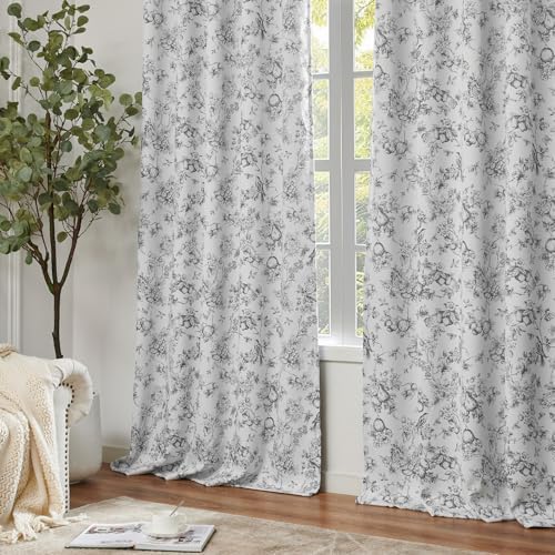 JINCHAN 95 Blackout Floral Curtains 84 Inches 2 Panels