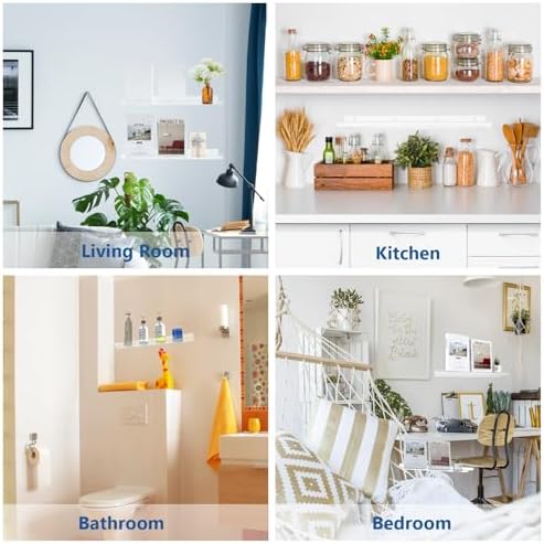 8 Pcs Clear Acrylic Floating Shelves 24 Inch Bathroom Book Display Shelves