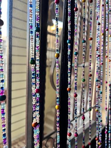 Mango Gifts Bohemian Beaded Curtain 76 Inch Multicolour Glass Beads Strings