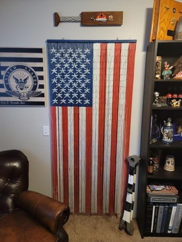 ABeadedCurtain 125 String American Flag Beaded Curtain Handmade with 4000 Beads
