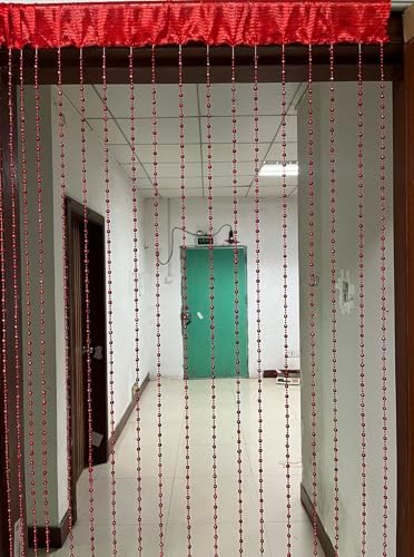 ZideTang Sparkling Plated Plastic Diamond Beaded Door Curtain Panel Red