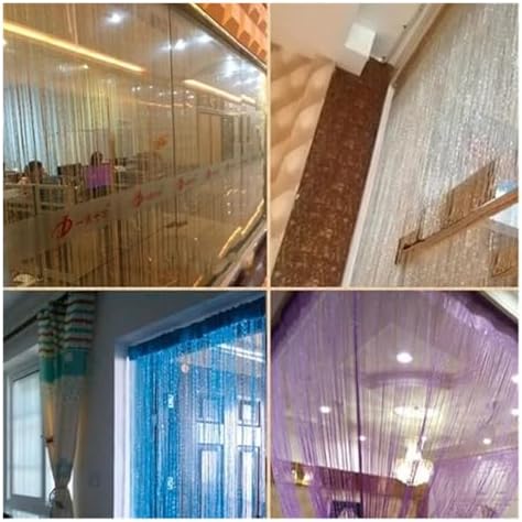 Shiny Tassel Door Divider Curtain 95x200CM Blue