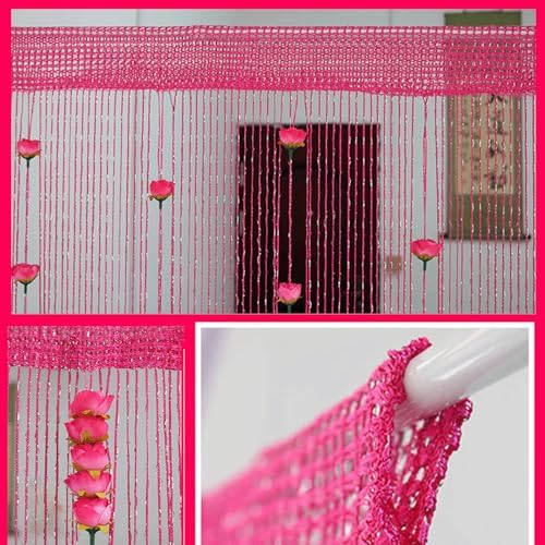 Rose Thread Curtain 39x79 Inch Door Tassel with Red Roses