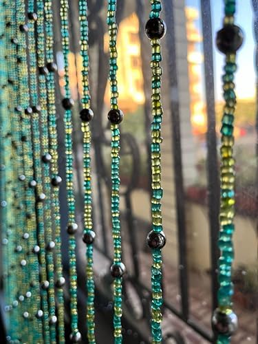 Bohemian Hippy Beaded Curtain for Doorways Green 76 Inch