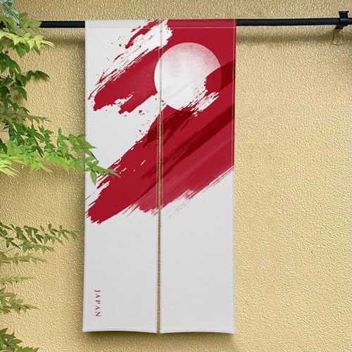 Japanese Noren Door Curtain with Red Painting 335 x 709 Panel