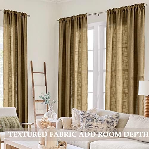 SHINELAND Light Brown Curtains 2 Panels Dark Mocha