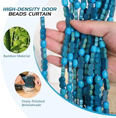 BECHAEO Handmade Beaded Door Curtain Blue 355 x 75 Inches