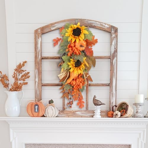 2PCS Fall Teardrop Swag Wreaths Autumn Decorations