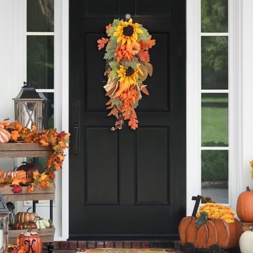 2PCS Fall Teardrop Swag Wreaths Autumn Decorations