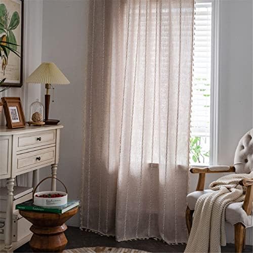 Light Brown Boho Curtain Panel 52x78 Inches