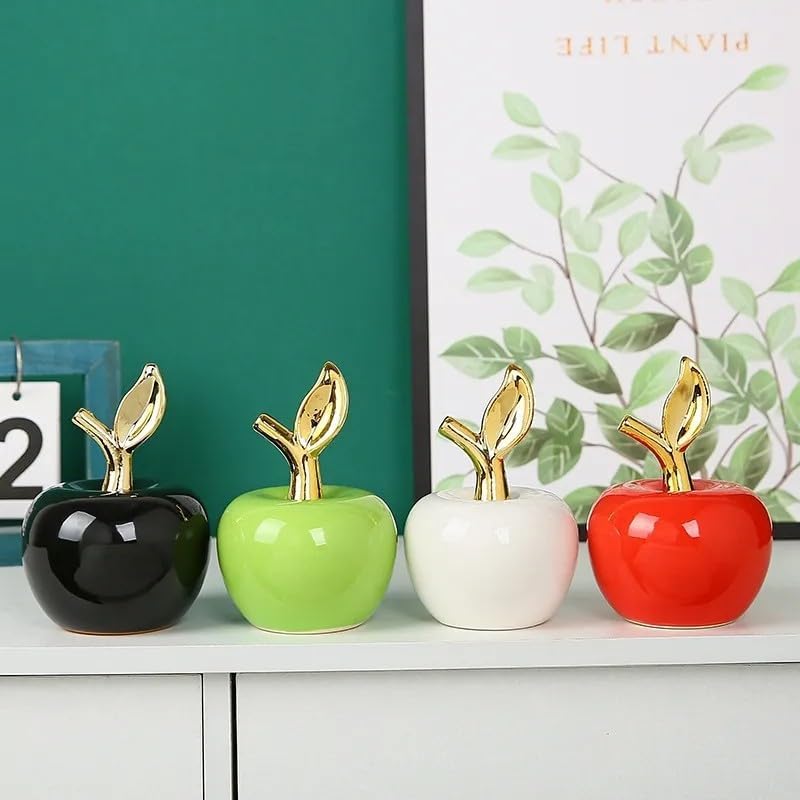 Luxury Ceramic Red Apple Figurine - Elegant Home Decor