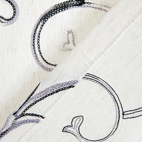 VOGOL Embroidered Door Curtain Panels Grey Vines Pattern 25x72 Inches