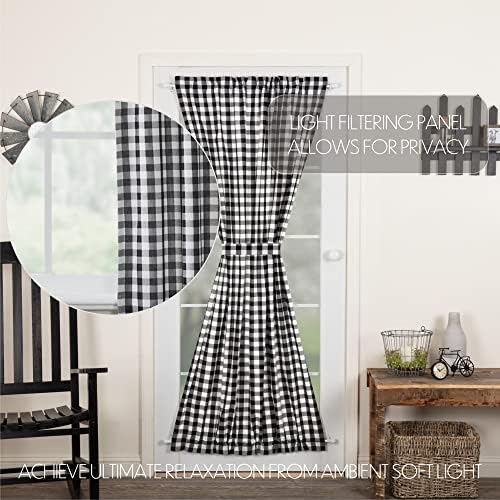VHC Brands Annie Buffalo Check Curtain Door Panel 72x40 Black