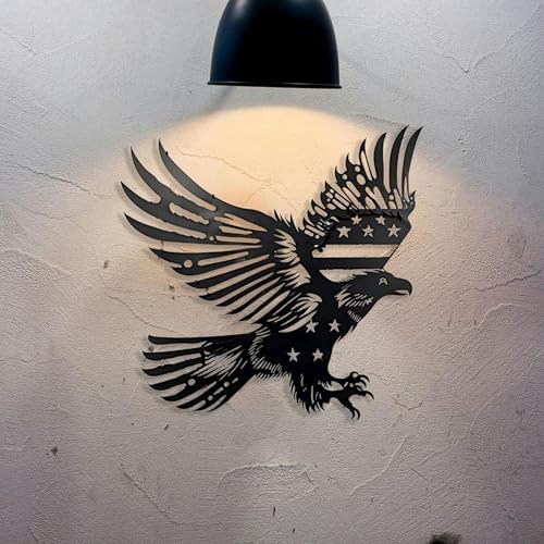 Patriotic Bald Eagle American Flag Metal Wall Art 40 Inch 1
