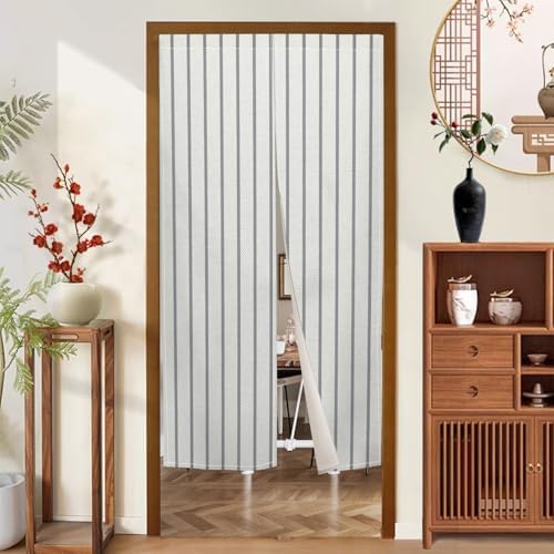 Japanese Style Noren Door Curtain with White Black Stripe