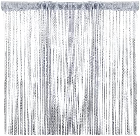 Sparkle String Curtains for Door 79x40inch Silver