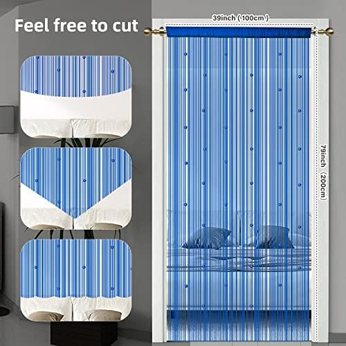 LaSyL Beaded Curtain for Doorway - Royal Blue 39x110 Inches