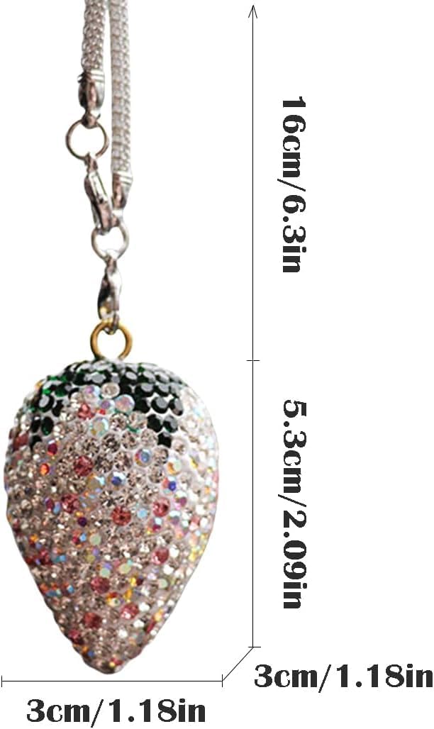 Sparkling Strawberry Car Charm Pendant Lucky Interior Accessory Pink