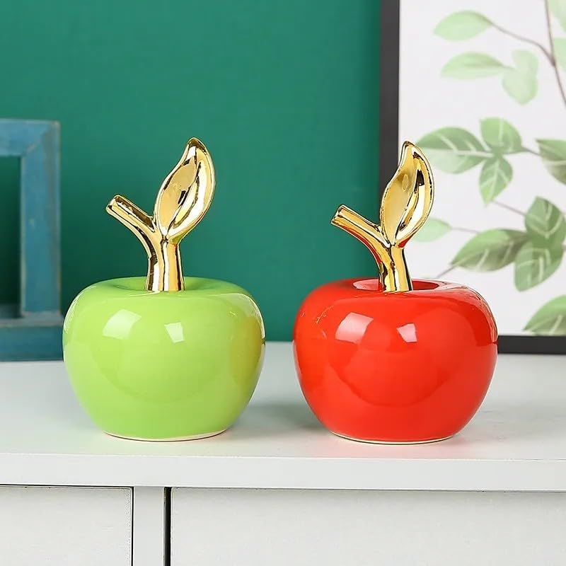 Luxury Ceramic Red Apple Figurine - Elegant Home Decor