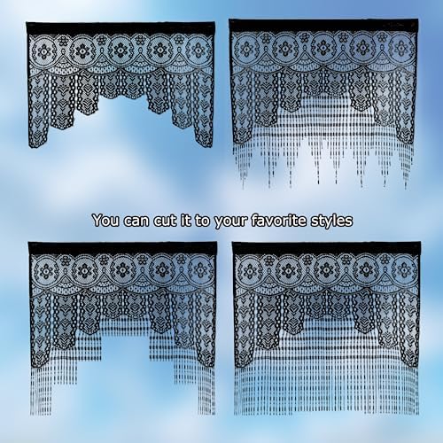 Lace Door String Curtain Black 39x79in