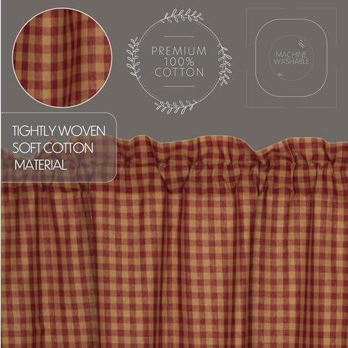 VHC Brands Burgundy Check Door Panel 72x40