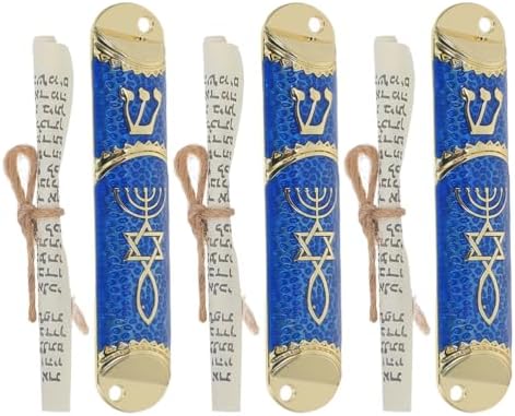 LUOZZY 3sets Messianic Seal Mezuzah Case with Scroll
