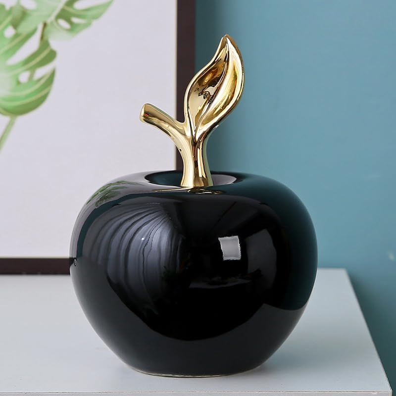 Luxury Ceramic Red Apple Figurine - Elegant Home Decor