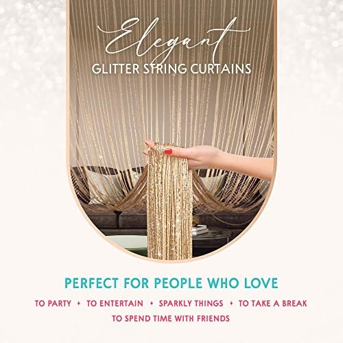 Glitter String Curtains 2 Pack - Gold Sequin Sparkle Decor